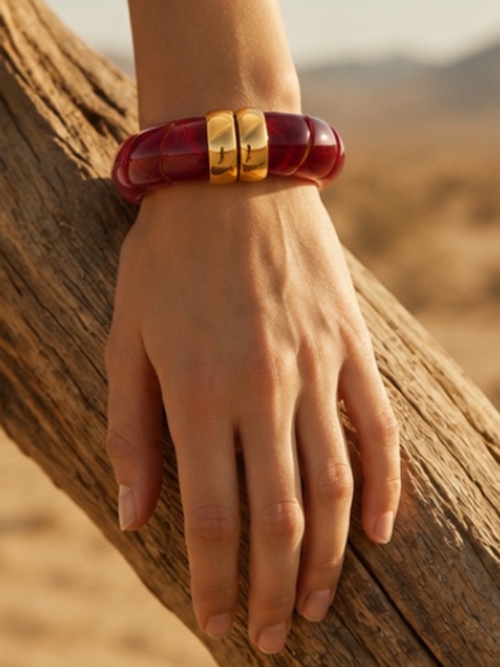 Burgundy Bracelet with Gold Accents